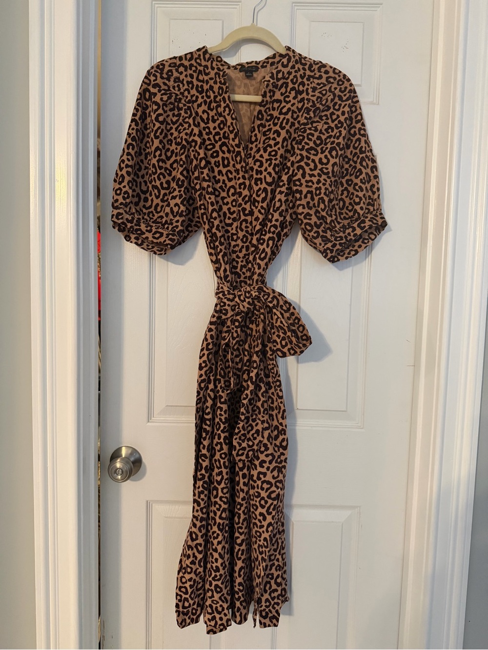 Ann Taylor Leopard Print Midi Wrap Dress - Brown and Black